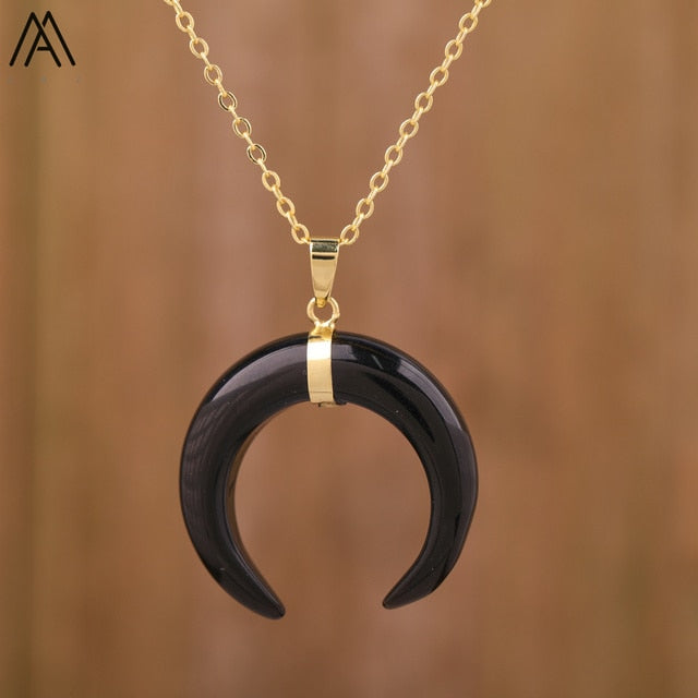 Moon Shape Amethyst Necklace Pi-Mart