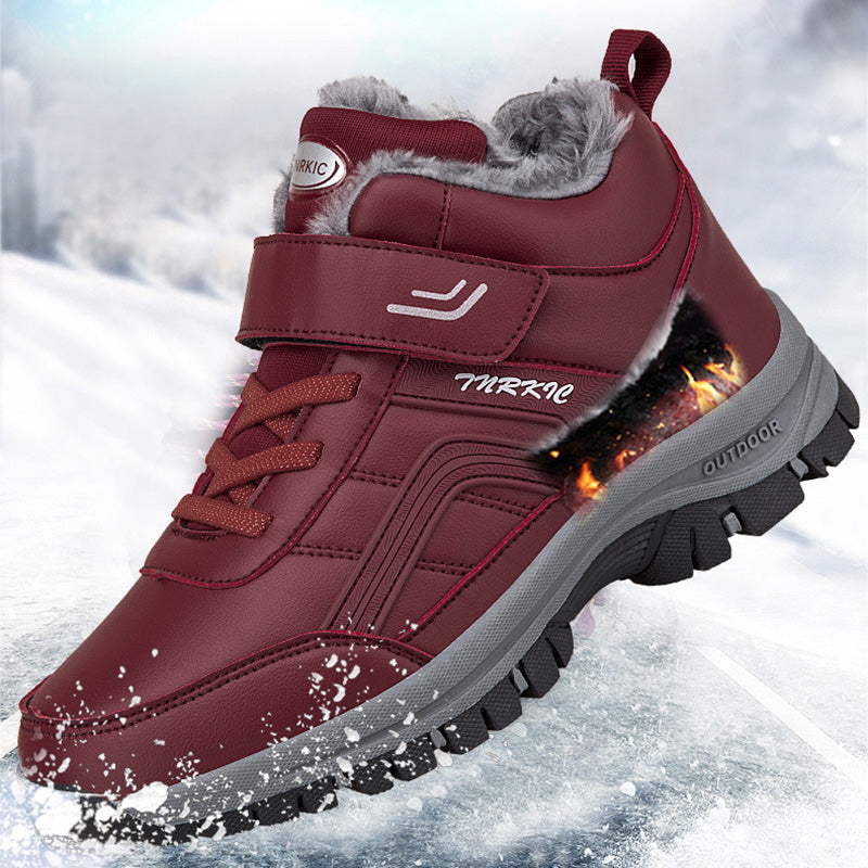 Winter Boots Women Men Warm Plush Velcro Snow Boots Climbing Hiking Shoes Pi-Mart