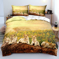 Lion Duvet Cover Bed Sheet Pillow Three Piece Bedding Set Pi-Mart
