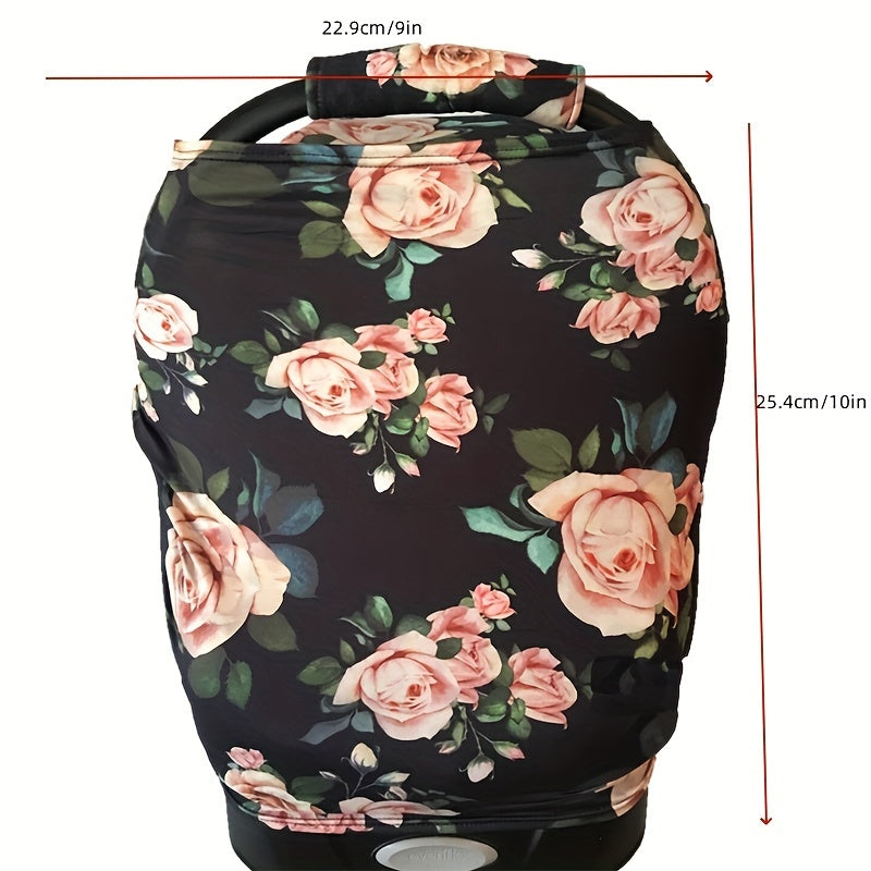 9pcs/set, Soft Breathable Cartoon Pattern Car Seat Cover Set, Including Car Seat Cover, Canopy, Headrest, Blanket, 2 Seat Belt Cushion Covers, Armrest Cushion Cover, Hat And Multi-Purpose Nursing Cover, Car Seat Not Included