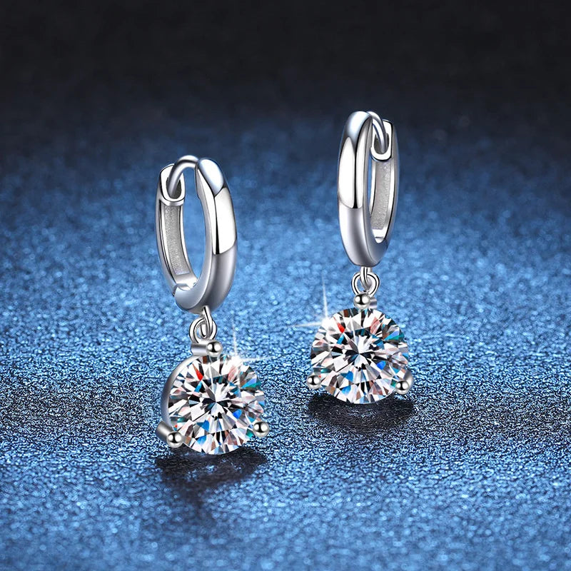 2ct Moissanite Drop Earrings 925 Sterling Silver Bridal Wedding BandsCo Straps