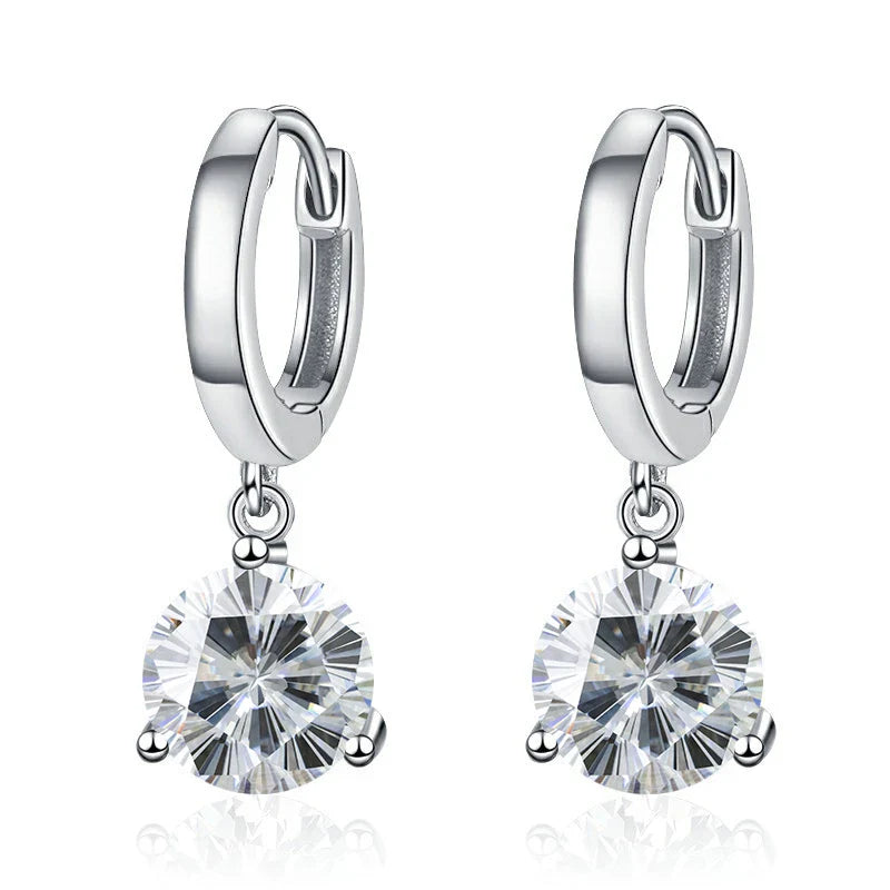 2ct Moissanite Drop Earrings 925 Sterling Silver Bridal Wedding BandsCo Straps