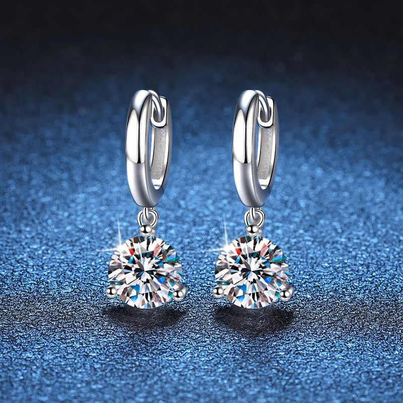 2ct Moissanite Drop Earrings 925 Sterling Silver Bridal Wedding BandsCo Straps