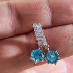 2ct Moissanite Drop Earrings 925 Sterling Silver Royal Blue Gold Accent BandsCo Straps