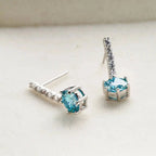 2ct Moissanite Drop Earrings 925 Sterling Silver Royal Blue Gold Accent BandsCo Straps