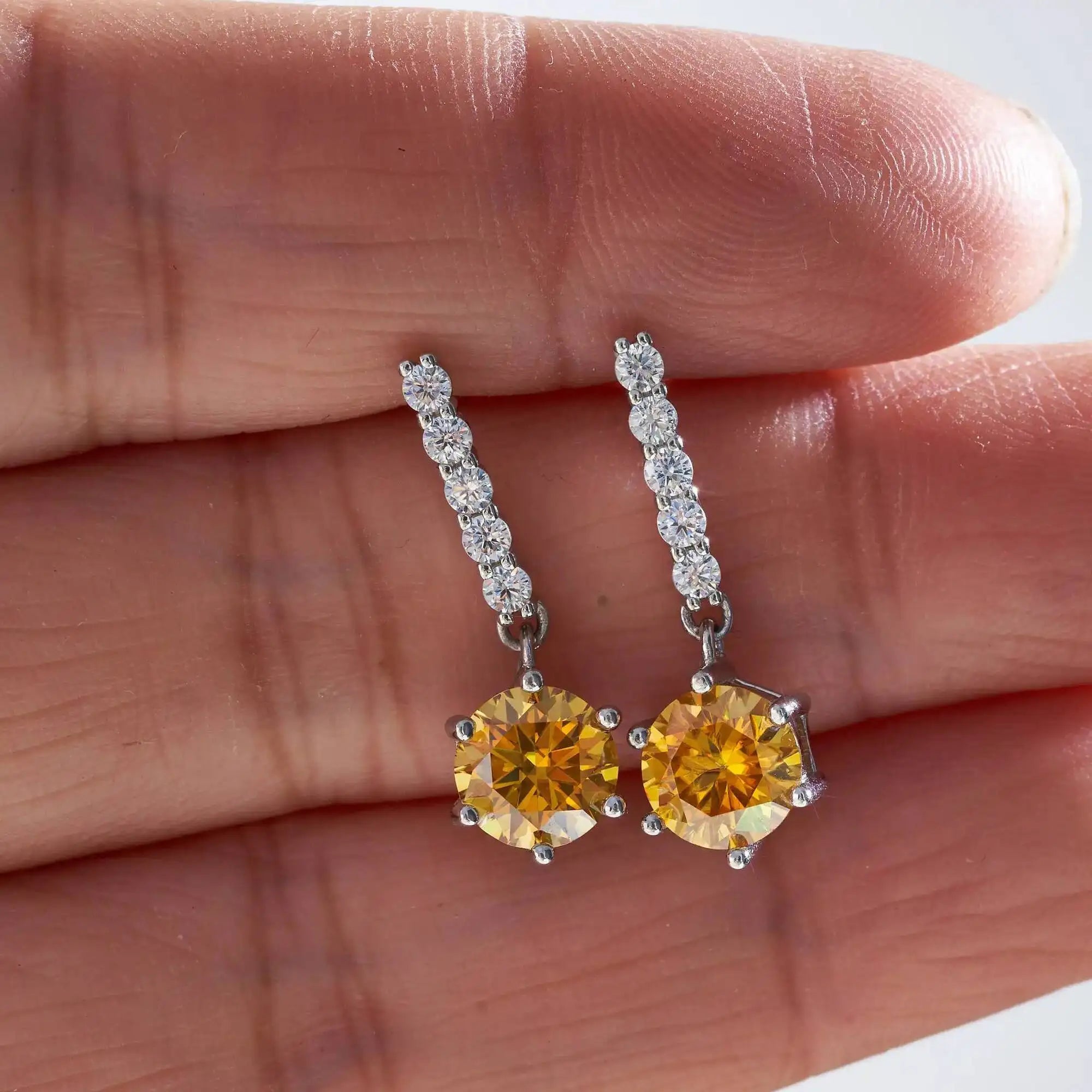 2ct Moissanite Drop Earrings 925 Sterling Silver Royal Blue Gold Accent BandsCo Straps