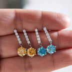 2ct Moissanite Drop Earrings 925 Sterling Silver Royal Blue Gold Accent BandsCo Straps