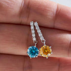 2ct Moissanite Drop Earrings 925 Sterling Silver Royal Blue Gold Accent BandsCo Straps
