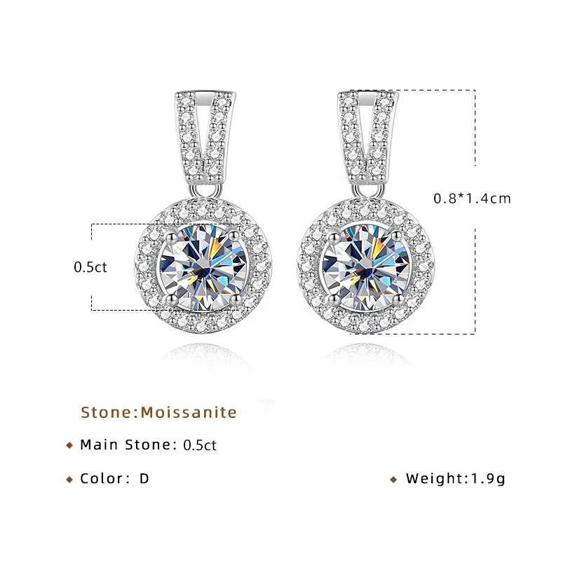 2Ct Moissanite Necklace Earrings Set Sterling Silver 925 Wedding Jewelry BandsCo Straps