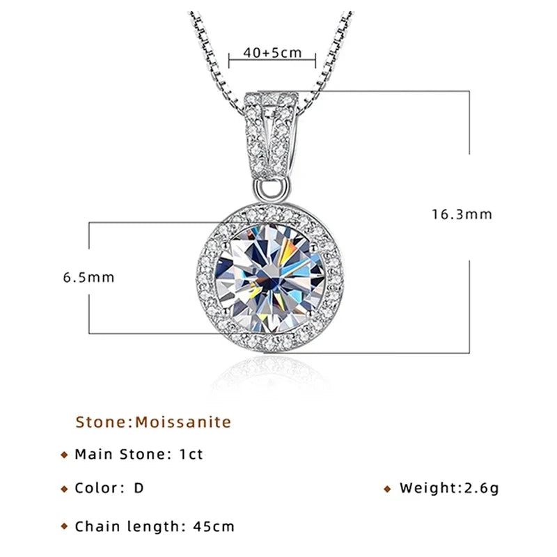 2Ct Moissanite Necklace Earrings Set Sterling Silver 925 Wedding Jewelry BandsCo Straps
