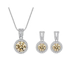 2Ct Moissanite Necklace Earrings Set Sterling Silver 925 Wedding Jewelry BandsCo Straps