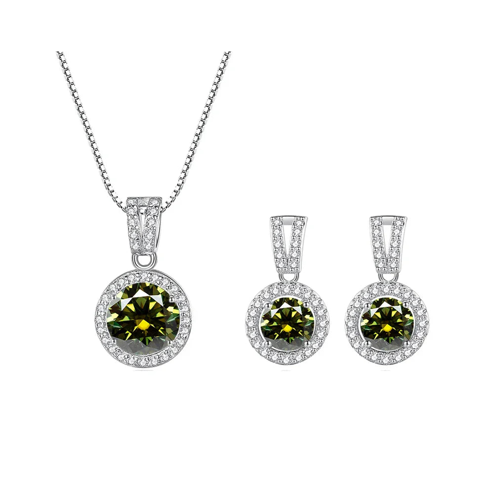 2Ct Moissanite Necklace Earrings Set Sterling Silver 925 Wedding Jewelry BandsCo Straps