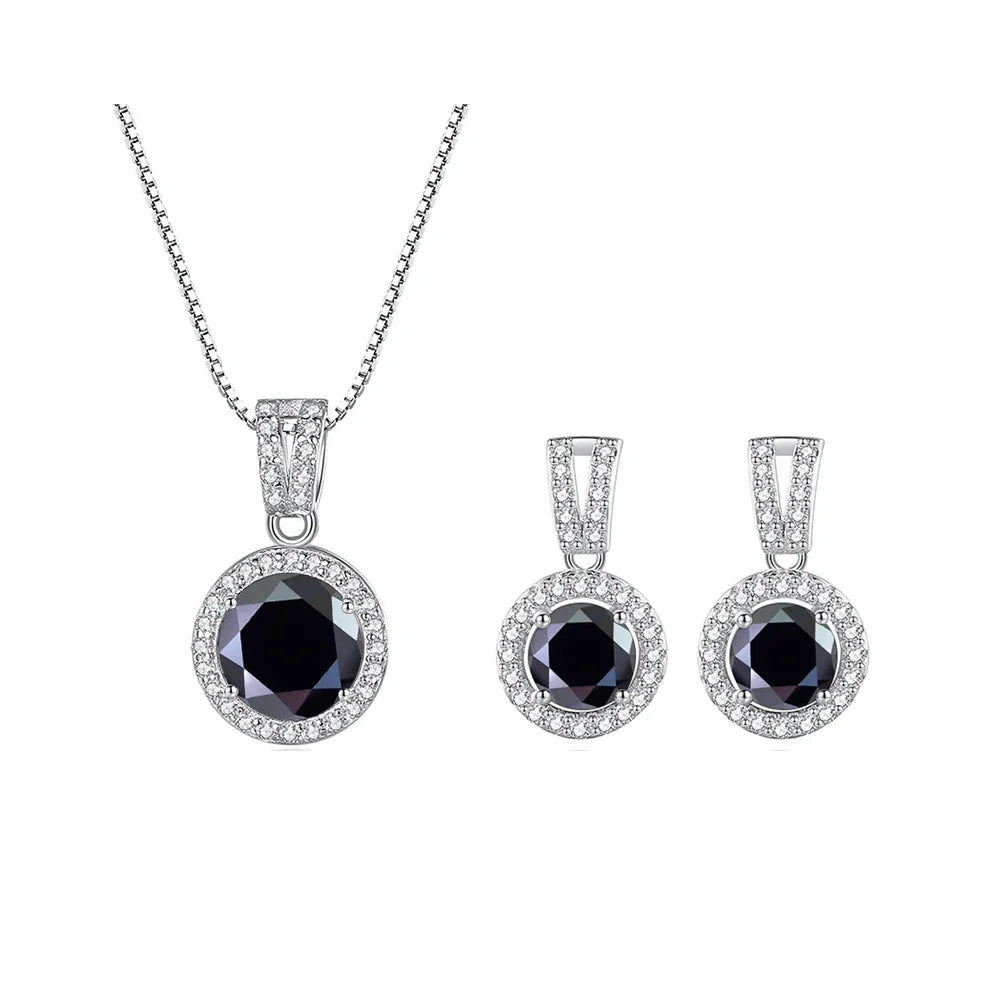 2Ct Moissanite Necklace Earrings Set Sterling Silver 925 Wedding Jewelry BandsCo Straps