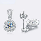 2Ct Moissanite Necklace Earrings Set Sterling Silver 925 Wedding Jewelry BandsCo Straps