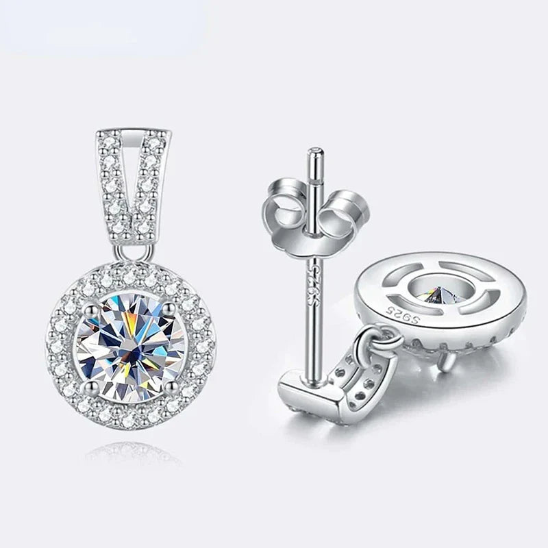 2Ct Moissanite Necklace Earrings Set Sterling Silver 925 Wedding Jewelry BandsCo Straps