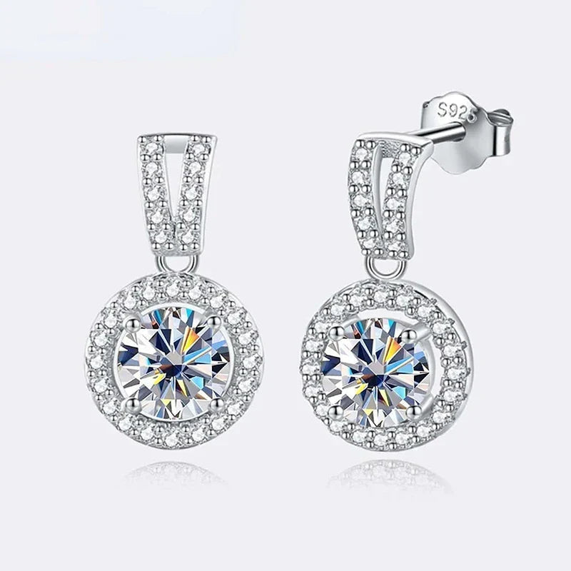 2Ct Moissanite Necklace Earrings Set Sterling Silver 925 Wedding Jewelry BandsCo Straps