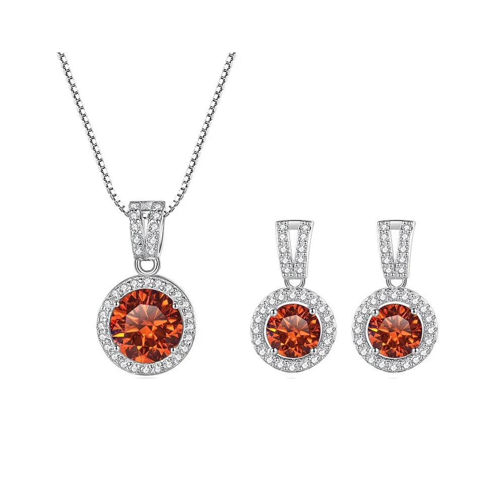 2Ct Moissanite Necklace Earrings Set Sterling Silver 925 Wedding Jewelry BandsCo Straps