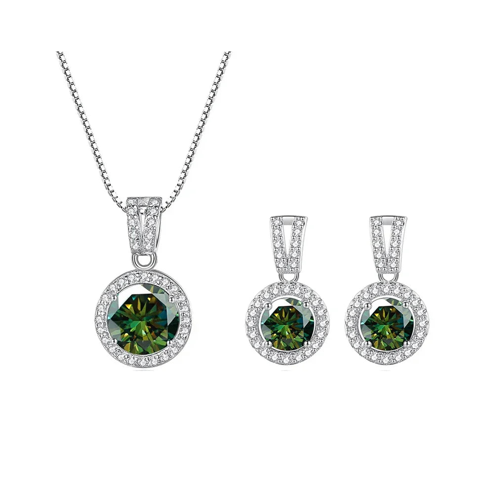 2Ct Moissanite Necklace Earrings Set Sterling Silver 925 Wedding Jewelry BandsCo Straps