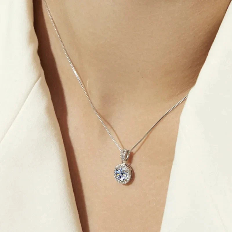 2Ct Moissanite Necklace Earrings Set Sterling Silver 925 Wedding Jewelry BandsCo Straps