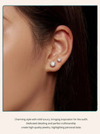 2Ct Moissanite Round Stud Earrings VVS1 D Color S925 Sterling Silver Screw Back BandsCo Straps