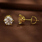 2Ct Moissanite Round Stud Earrings VVS1 D Color S925 Sterling Silver Screw Back BandsCo Straps