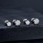 2Ct Moissanite Round Stud Earrings VVS1 D Color S925 Sterling Silver Screw Back BandsCo Straps
