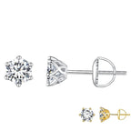 2Ct Moissanite Round Stud Earrings VVS1 D Color S925 Sterling Silver Screw Back BandsCo Straps