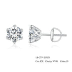 2Ct Moissanite Round Stud Earrings VVS1 D Color S925 Sterling Silver Screw Back BandsCo Straps
