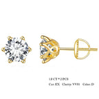 2Ct Moissanite Round Stud Earrings VVS1 D Color S925 Sterling Silver Screw Back BandsCo Straps