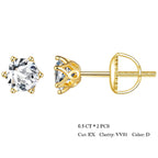 2Ct Moissanite Round Stud Earrings VVS1 D Color S925 Sterling Silver Screw Back BandsCo Straps