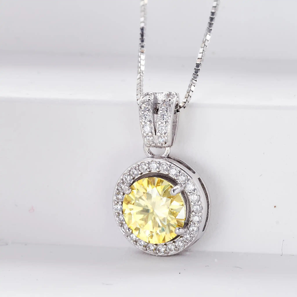 2Ct Moissanite Necklace Earrings Set Sterling Silver 925 Wedding Jewelry BandsCo Straps