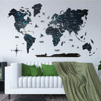 2D Wooden World Map Midnight Enjoy The Wood