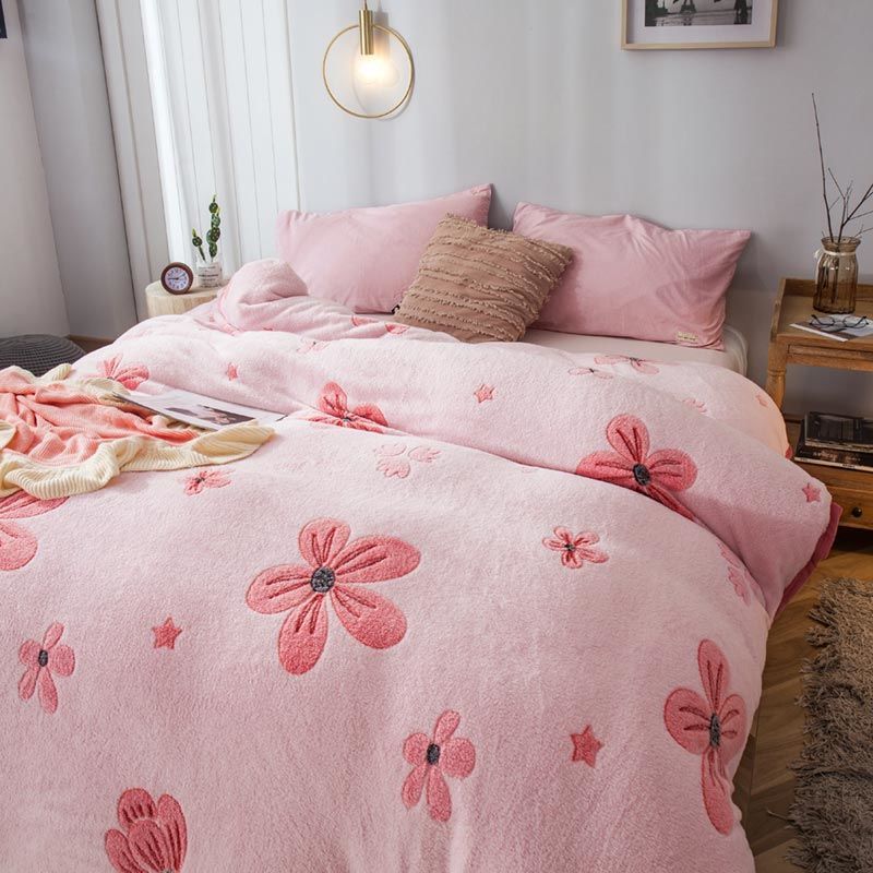 Plush Thick Snowflake Duvet Cover Single Piece Flannel Pi-Mart
