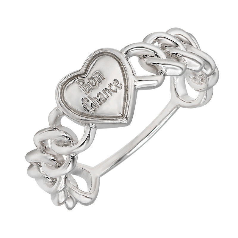 Lucky Alphabet Stereoscopic Love Ins Style Sterling Silver Ring