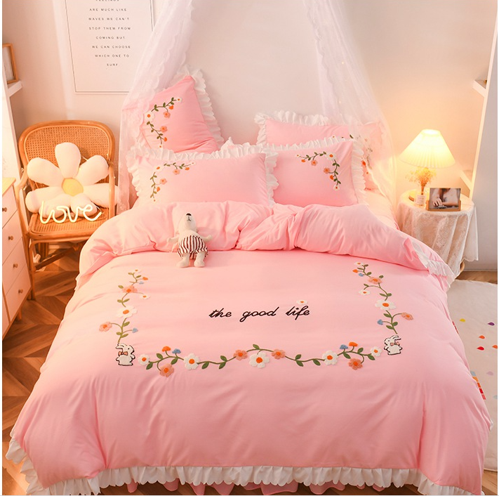 Three-piece Set On Single Bed With Wind Ruffled Duvet Cover Pi-Mart