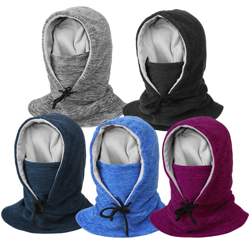 2-in-1 Hat Winter Scarf Windproof And Cold-proof Thickened Warm Cycling Riding Pullover Caps For Women Men Pi-Mart