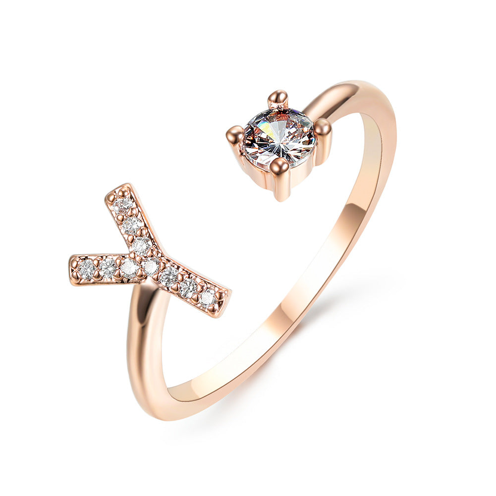 Adjustable 26 Initial Letter Ring Fashion Jewelry For Women Simple Elegant Jewelry Pi-Mart