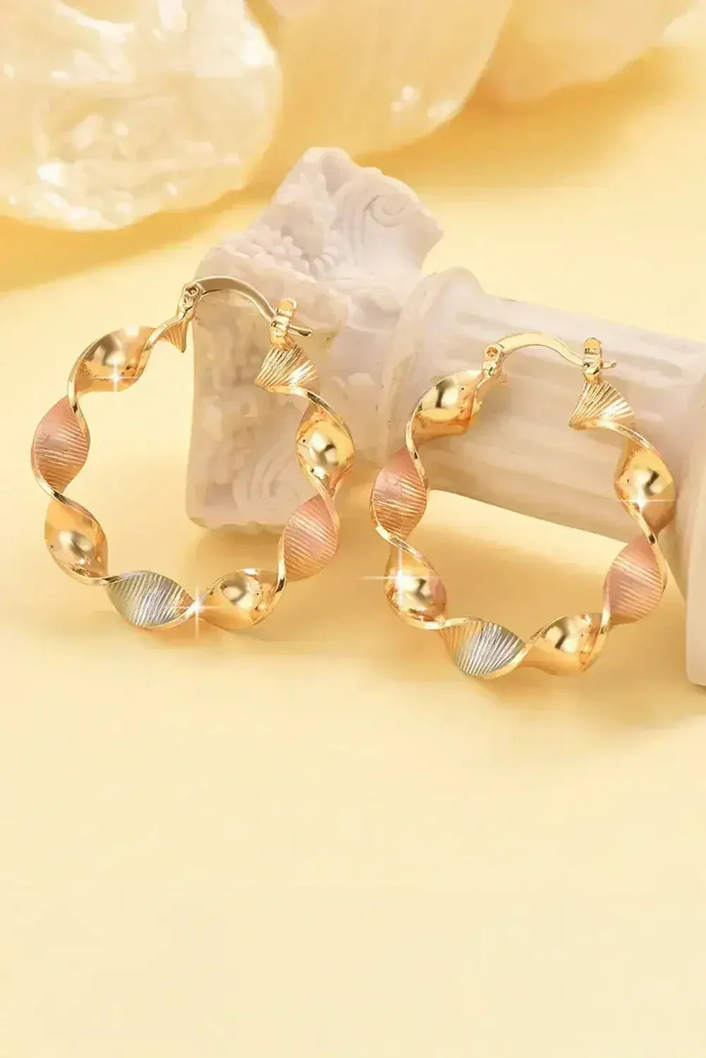 Gold Twisted Hoop Earrings | Modern Alloy Hoops -femstylo