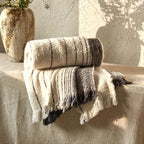 1pc Luxurious Black Bubble Textured Throw Blanket - Throws for Couch Cover Home Decor - Soft, Lightweight, Knitted, Tassel Trimmed, Perfect for Sofa, Bed, Office, Camping and Outdoor Use