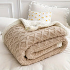 [Versatile Use] Luxurious Double-Layer Jacquard Taffeta Fleece Blanket, Thick Plush White Bed Throw for Single or Double Use - Soft, Cozy, All-Season Comfort, Ideal for Bedroom Elegance, Blanket for Bed Lootquake LLC