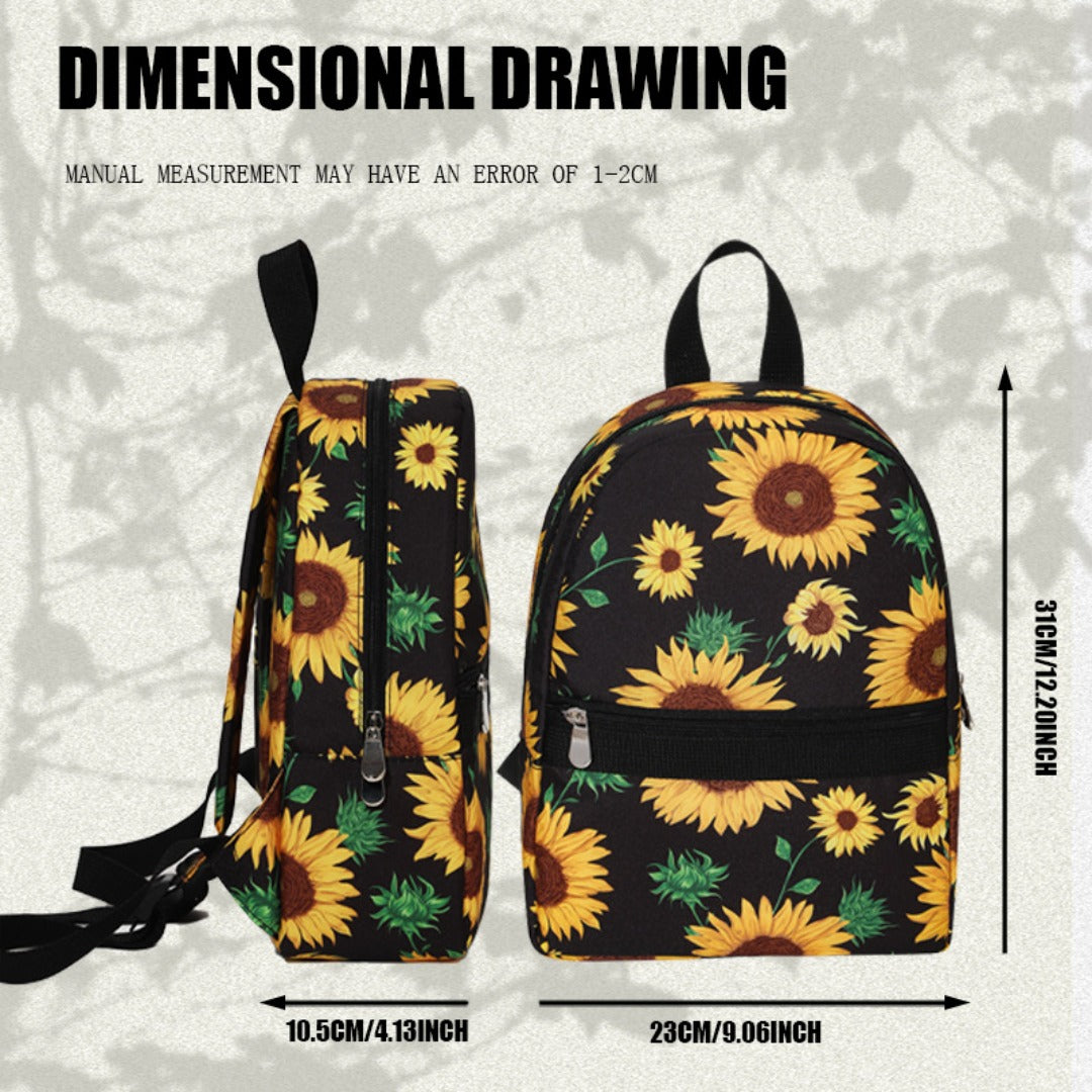 Sunflower pattern backpack, large capacity lightweight backpack purse, travel goods nylon storage backpack - SJB-DIAMOND ELITES