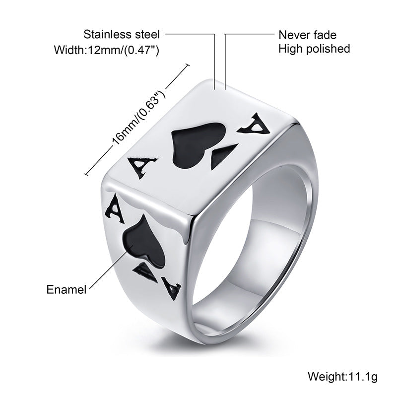 Ace Of Spades Signet Ring Pi-Mart