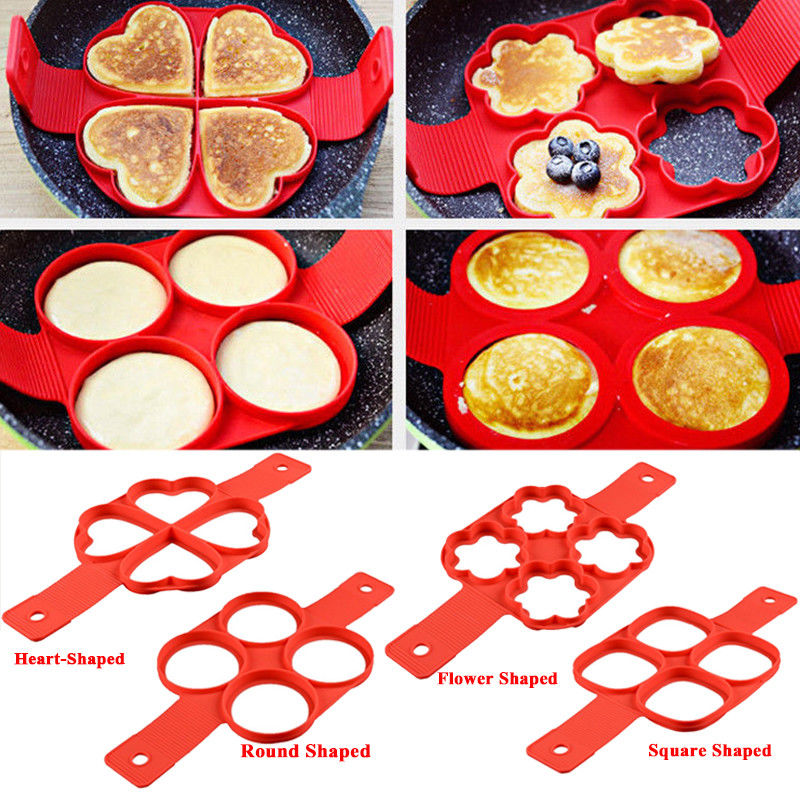 Silicone Non Stick Fantastic Egg Pancake Maker Ring Kitchen Baking Omelet Molds Flip Cooker Egg Ring Mold Pi-Mart