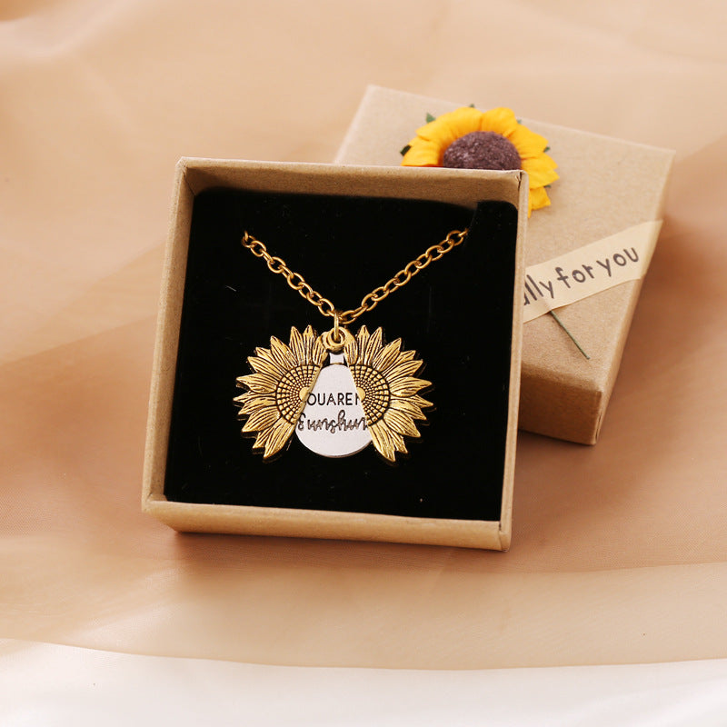 You Are My Sunshine Sunflower Necklace Women Men Pi-Mart