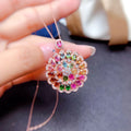 Natural Candy Rainbow Tourmaline Pendant Necklace Pi-Mart