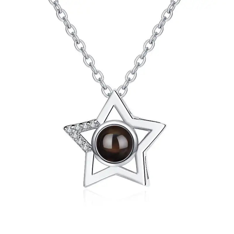 S925 Silver Five-pointed Star Diamond Simple Clavicle Necklace