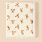 Cozy Bear Cow Pattern Plush Blanket - Luxurious Fleece-lined, Adorable Decor - Perfect Heartwarming Gift for Christmas, Thanksgiving, New Year, Valentines Day Lootquake LLC