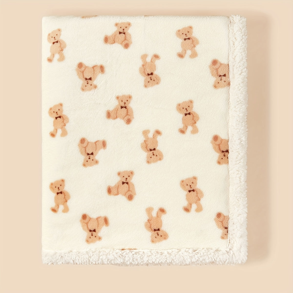 Cozy Bear Cow Pattern Plush Blanket - Luxurious Fleece-lined, Adorable Decor - Perfect Heartwarming Gift for Christmas, Thanksgiving, New Year, Valentines Day Lootquake LLC