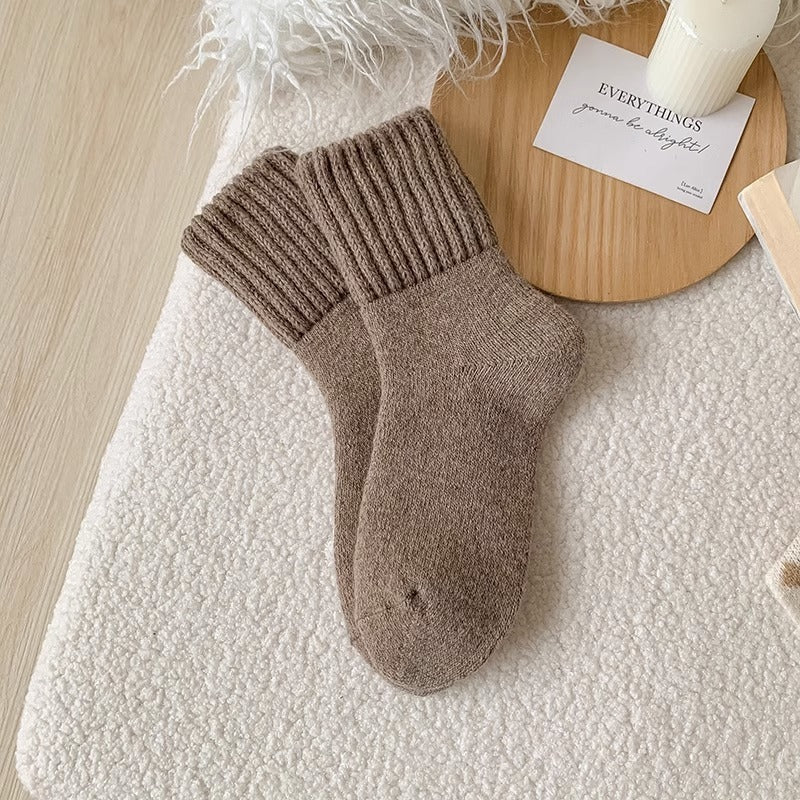 Ins Knitted Socks Winter Warm Thickened Solid Loop Socks High Ribbed Sweat-absorbent Floor Sock Pi-Mart