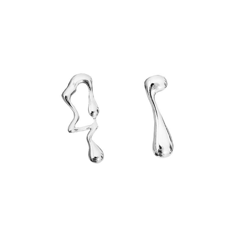 Asymmetrical Liquid Metal Drop Earrings Pi-Mart